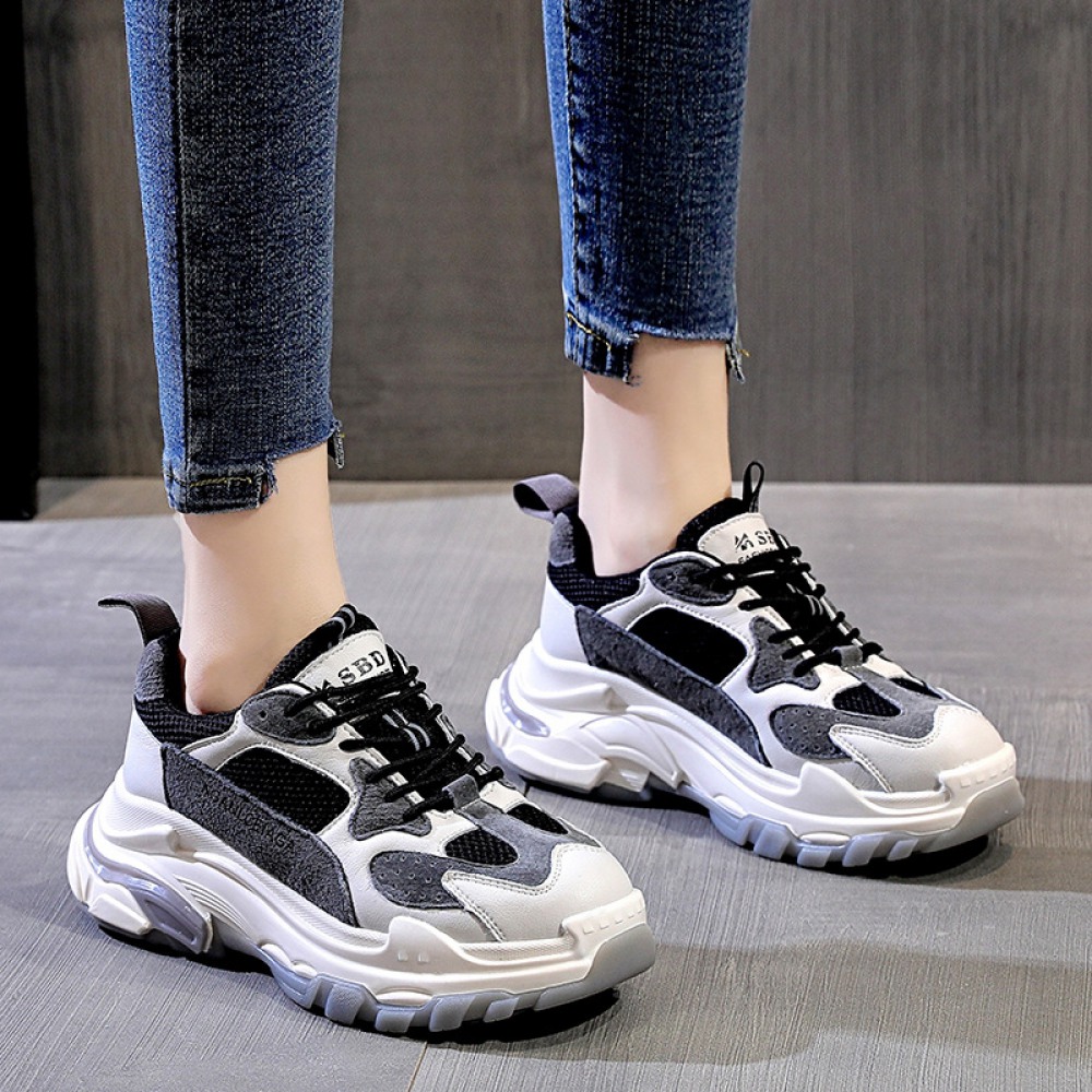 Women's Trendy New Casual Sports Shoes Mesh Breathable Thick Sole Height-Increasing Shoes
