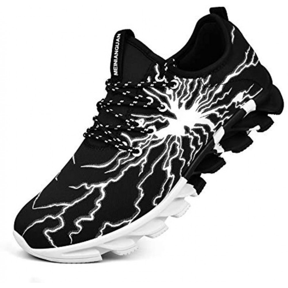 Men's Fashion Slip Resistant Athletic Sports Running Casual Walking Gym Workout Shoes Black-White